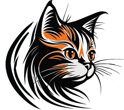 Orange and black icon for All About Cats.